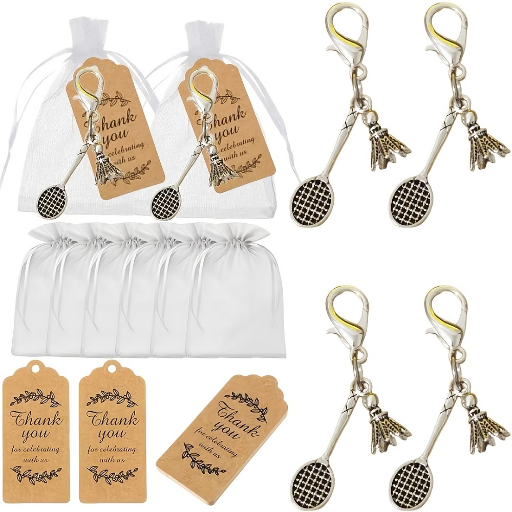Badminton Player - 3-24Sets Mini Badminton Racket Charm Keychain