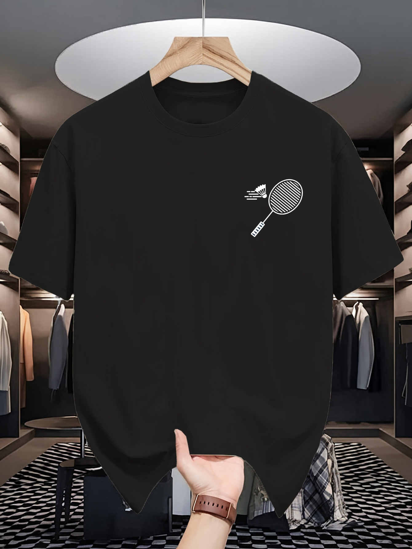 Mens Crew Neck T Shirt Minimal - Badminton Lovers recension och pris
