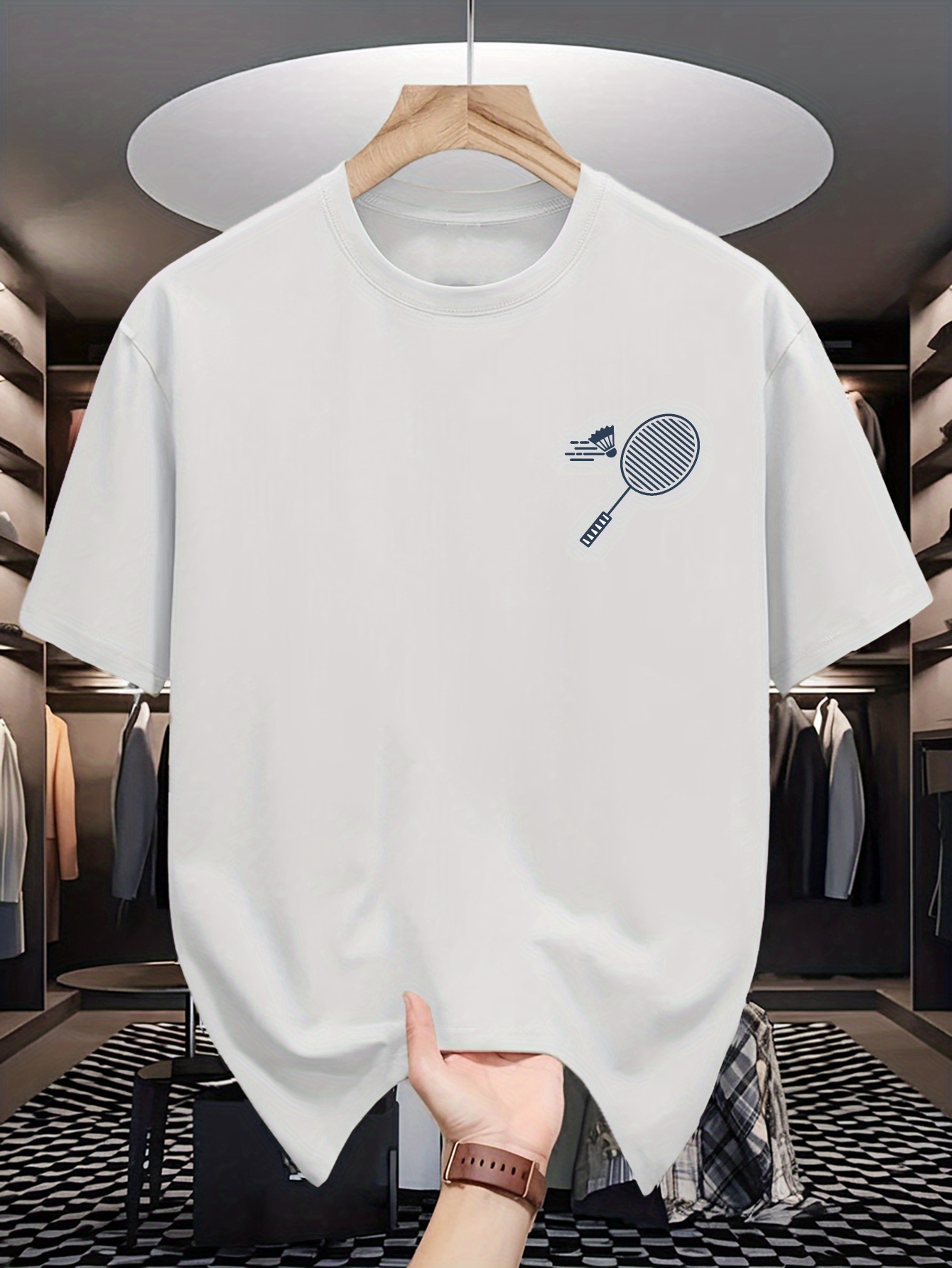 Mens Crew Neck T Shirt Minimal - Badminton Lovers recension och pris